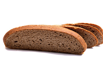rye bread isolated on white background,