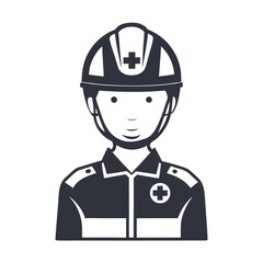 Black and White of a Person Wearing a Medical Rescue Helmet