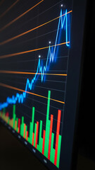 Fototapeta premium Financial stock market growth chart with upward trend