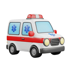 Cute cartoon ambulance with star of life symbol on black background