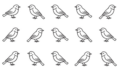 Obraz premium Seamless Bird Pattern Outline Vector Illustration