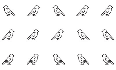 Seamless Bird Pattern Outline Vector Illustration