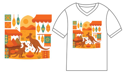 A vibrant vintage vector illustration of a t-shirt design with a fire symbol, perfect for a special holiday sale