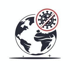 Global Virus Stop Sign Graphic, World Pandemic Prevention, Abstract Earth