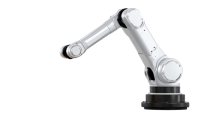 Industrial robotic arm, white isolate background, perfect for automation and manufacturing concepts.