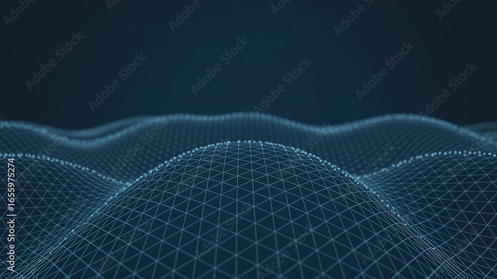 Poster digital landscape: a striking digital rendering showcases a dynamic, interconnected network of lines