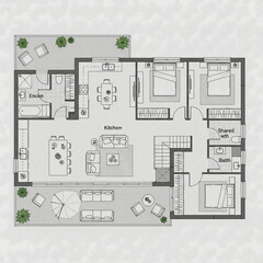Open Concept Family House Floor Plan