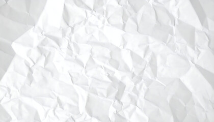 High-resolution image of crumpled white paper texture; abstract, minimalist, textured background; clean, bright, and elegant design element for various applications.