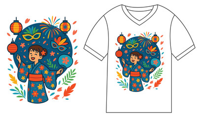 Vector illustration of a man and woman in fashionable apparel, perfect for a t-shirt print design template