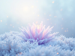 Cool ethereal gradients inspired by frozen petals in winter frost. Pale blue, icy lavender, frosted silver, and soft white blending into a dreamy veil."