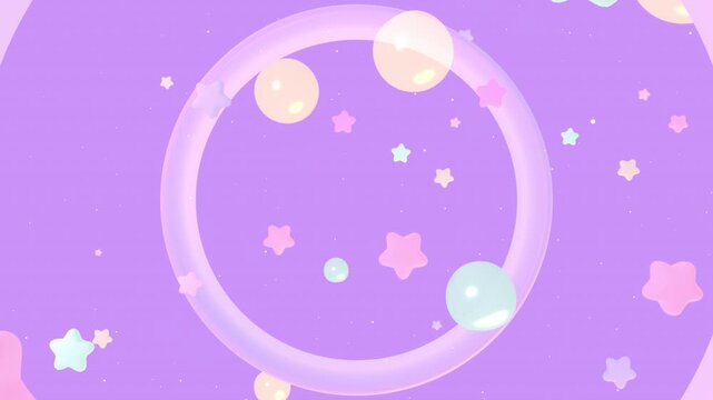 Cartoon flying through colorful stars and bubbles tunnel animation. (loop)