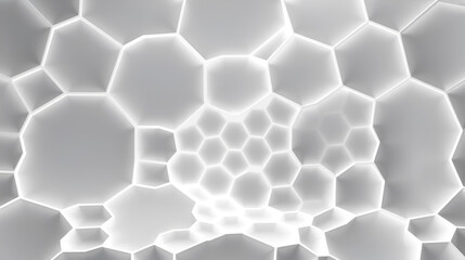 Neomorph white concave hexagons background for graphic design with technological theme. Can be used for covers, banners, presentations, UI design