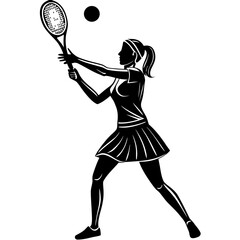 Tennis Player Serving Silhouette