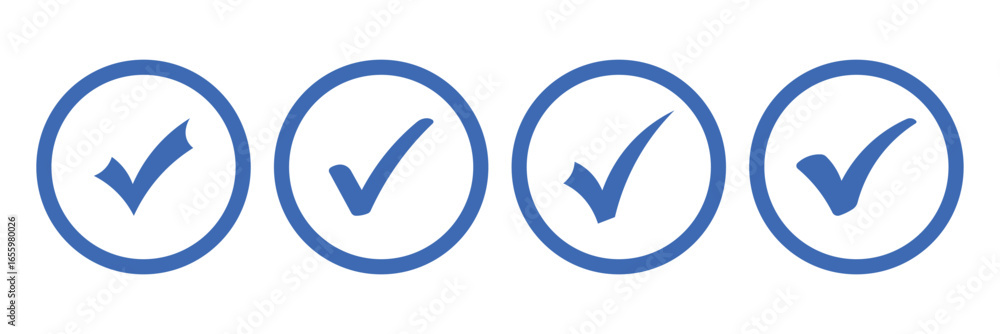Leinwandbilder check box icon with correct, accept checkmark icons blue tick box, check list circle frame. checkbox