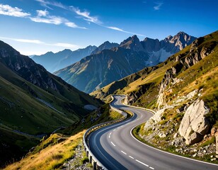 Fototapeta premium Winding mountain road at sunrise