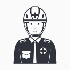 Isolated of a Rescue Worker with Helmet and Cross on Uniform