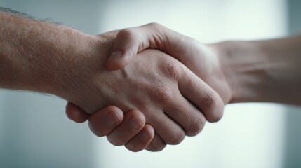 Close-Up of Two Hands Shaking in Agreement or Partnership Setting