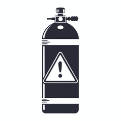 Diving Cylinder With Warning Sign on White Background, Valve and Regulator