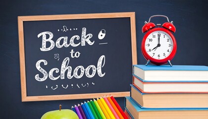 Back to School Chalkboard Announcement with Alarm Clock