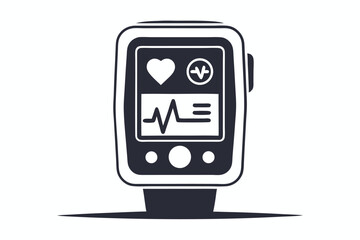 Black Heart Rate Monitor Displaying Vital Signs with white background