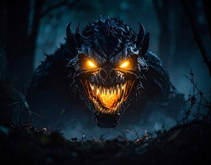 Glowing Beast in Dark Forest.