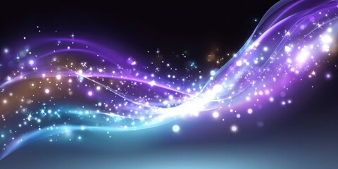 Abstract glowing wave with sparkling particles
