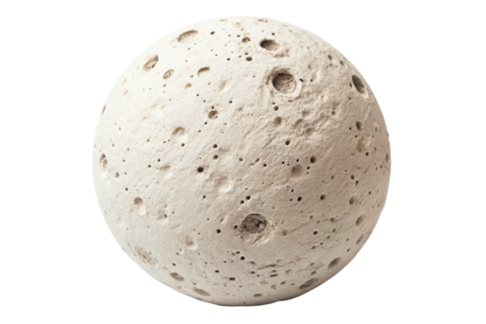 Cratered lunar sphere with realistic rocky texture isolated with transparent background