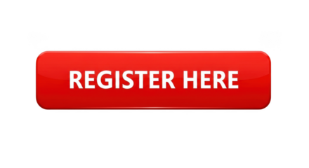 A red register here button isolated on transparent background