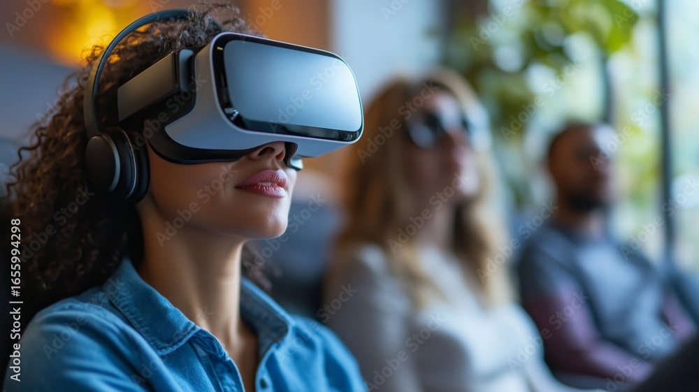 Poster immerse yourself in virtual reality experiences with advanced technology in a serene space