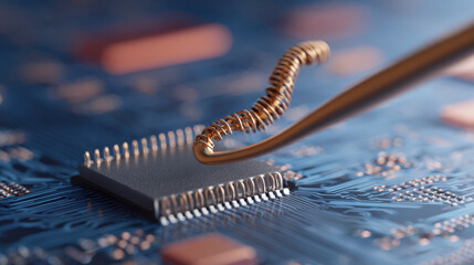 nano lock emerging from microprocessor socket micro perspective dramatic lighting illustration concept scene visual for commercial design use high detail quality stock image illustration concept scene