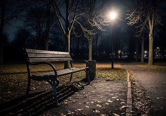 Park Bench at Night