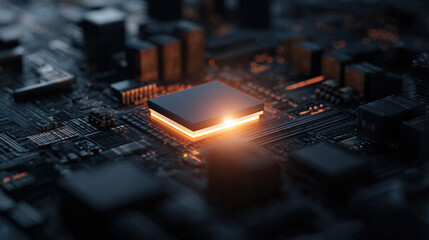 nano lock emerging from microprocessor socket micro perspective dramatic lighting illustration concept scene visual for commercial design use high detail quality stock image illustration concept scene