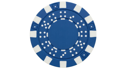 A blue and white poker chip isolated on transparent background