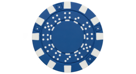 A blue and white poker chip isolated on transparent background