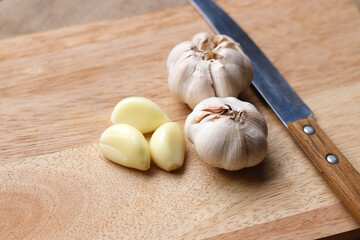 garlic on a cutting board