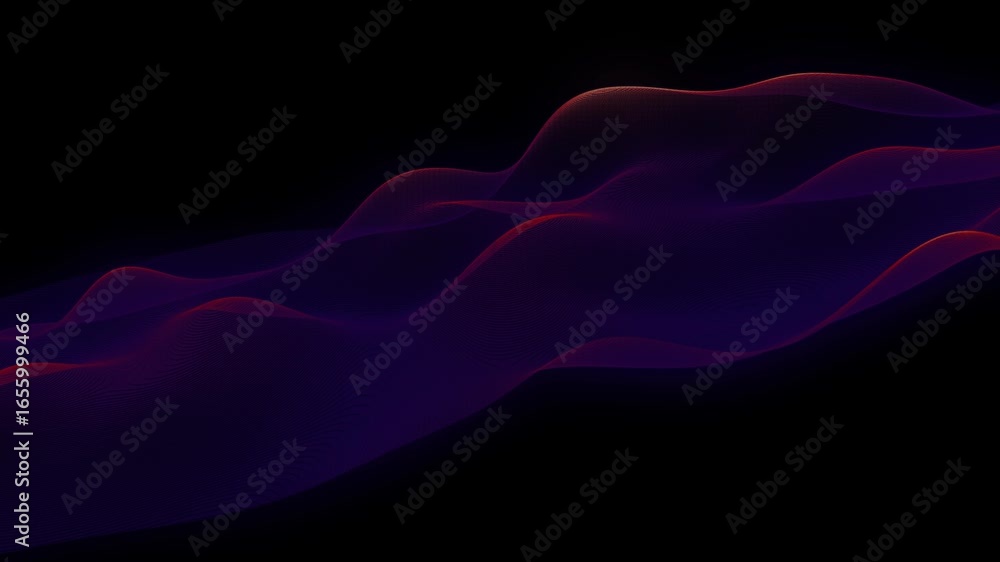 Poster stylized wavy lines moving fluidly across a dark elegant background. looping procedural animation id