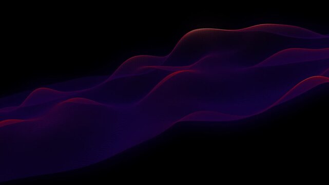 Stylized wavy lines moving fluidly across a dark elegant background. Looping procedural animation ideal for digital art, visual effects, and abstract design projects.