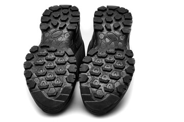 Hiking.Sports trekking shoes with a powerful grooved sole