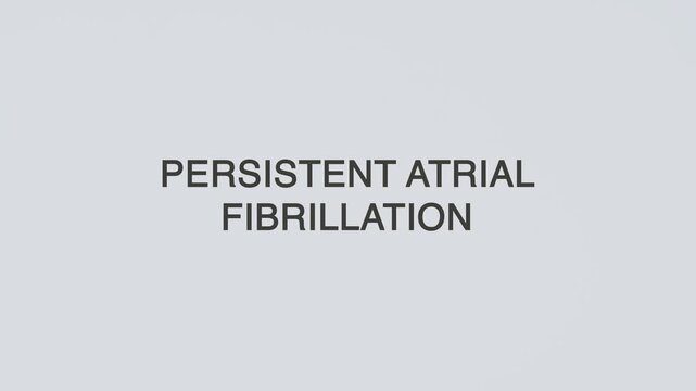 Persistent atrial fibrillation stethoscope concept illustration illustrative word text medicine diagnosed with hand holding stethoscope on white background for heart health awareness