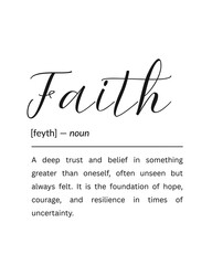 Faith Definition Printable Wall Art, Inspirational Quote Print, Minimalist Dictionary Poster, Spiritual Home Decor, Gift for Friend, Digital Download