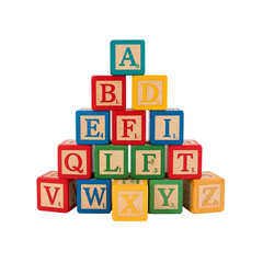 alphabet blocks on white background