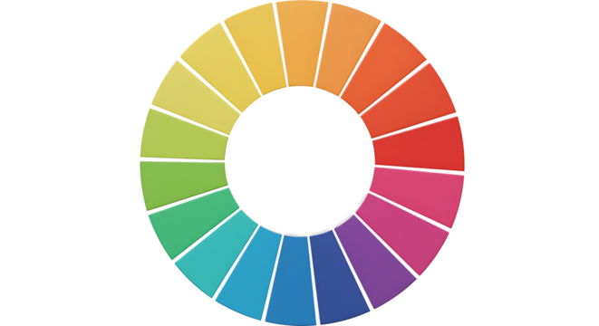 Colorful Segmented Color Wheel Palette Representing The Spectrum Of Hues Commonly Used In Art Design And Visual Communication concepts on a white background