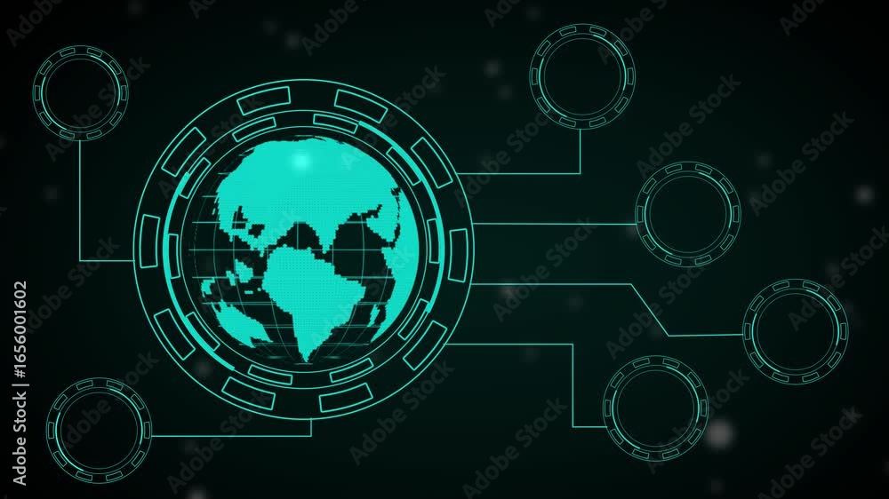 Aufkleber digital communication and information flow animation,global data exchange and connectivity,futuristi