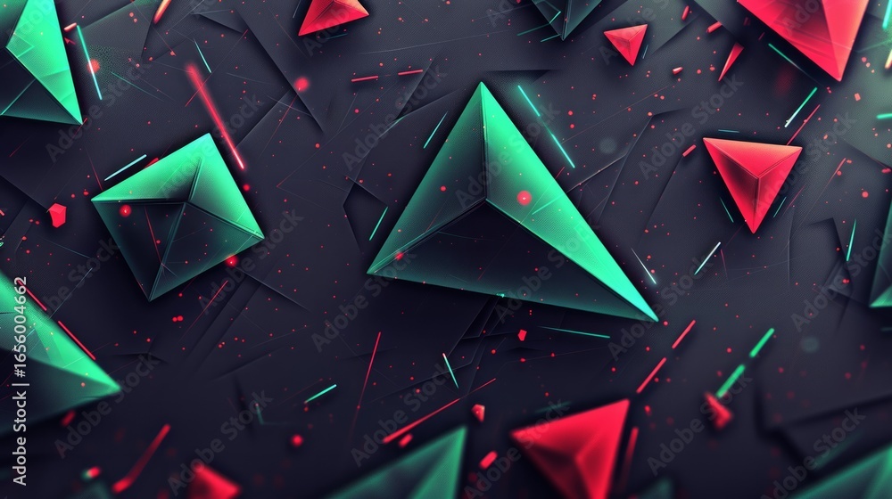 Poster the image showcases a vibrant and abstract geometric pattern filled with sharp, angular shapes