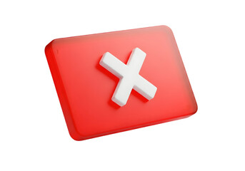 Obraz premium Cancel icon for interface design, red square button with white cross, 3D element for user experience