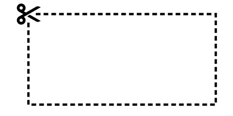 Frame material that can be used for coupons and tickets. Frame material with scissors and cut lines.