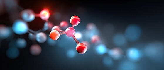 A vibrant molecular structure represented with colorful atoms against a dark background, symbolizing scientific exploration and chemistry.