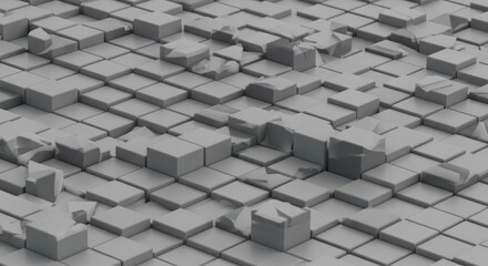 Abstract Grey Cubes: A Shattered Grid