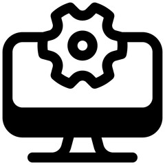 Computer science. Outlined stroke vector icon with black-filled details.