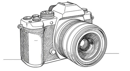 Capture life's moments with this detailed vintage-style camera sketch, perfect for creative projects and photography enthusiasts